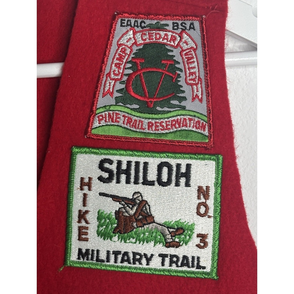 Vintage Boy Scouts Red Wool Patch Vest Brag Vest 1980s Arkansas Shiloh Trail BSA - Picture 8 of 10